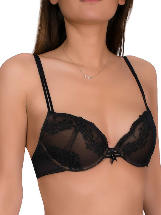 Luna Gothic 14011 Push Up Bra Black