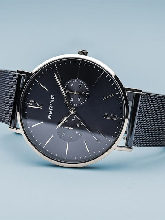 Bering Time Men's Watch 40mm Battery with Blue Metal Bracelet