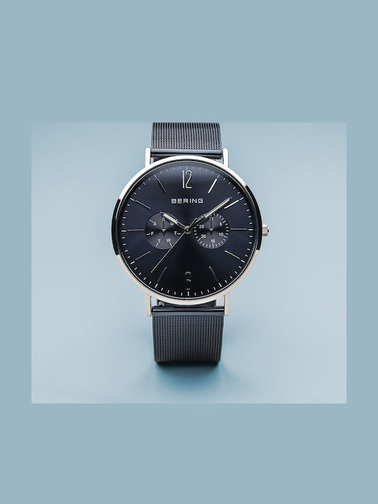 Bering Time Men's Watch 40mm Battery with Blue Metal Bracelet