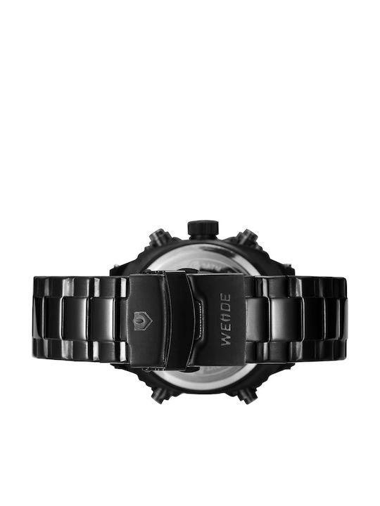 Weide Ceas Barbati 44mm Baterie cu Brățară din Metal Neagră