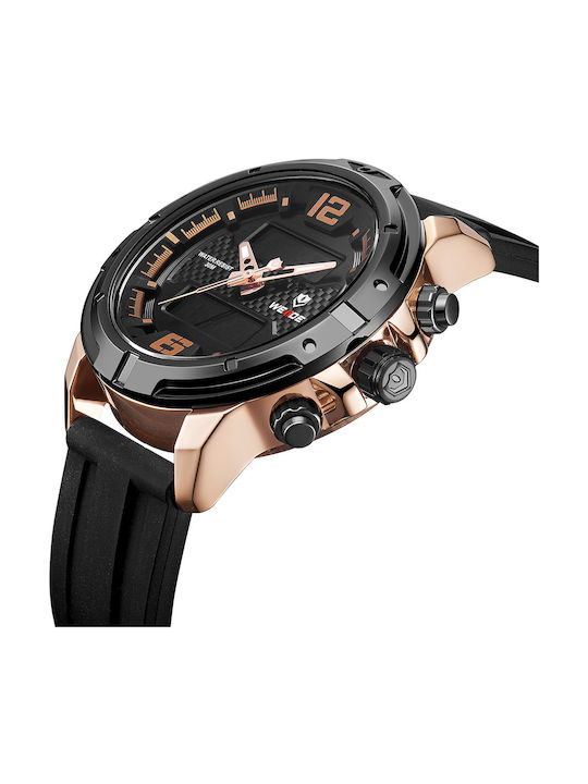 Weide Analog/Digital Men's Watch Battery with Black Rubber Strap
