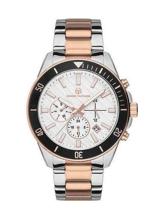 Sergio Tacchini Uhr Chronograph Batterie mit Rose Gold Metallarmband ST.8.112.04