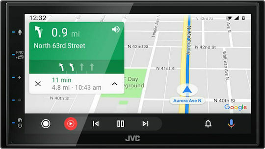 JVC Car Audio System 2DIN (Bluetooth/USB/AUX/WiFi/GPS/Apple-Carplay/Android-Auto) with Touch Screen 6.8"