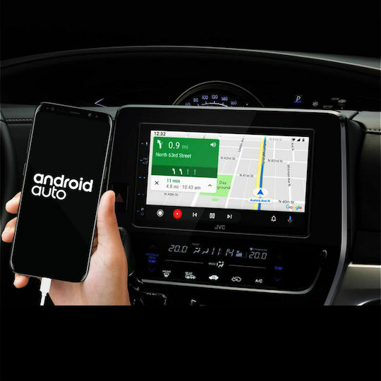 JVC Car Audio System 2DIN (Bluetooth/USB/AUX/WiFi/GPS/Apple-Carplay/Android-Auto) with Touch Screen 6.8"