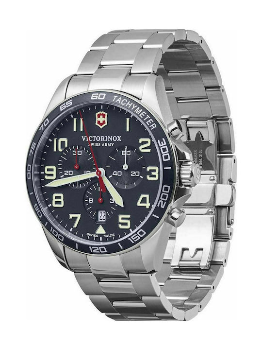 Victorinox Fieldforce Uhr Chronograph Batterie mit Silber Metallarmband