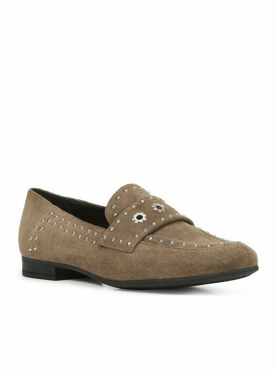 Geox D Marlyna Leder Damen Loafers in Tabac Braun Farbe