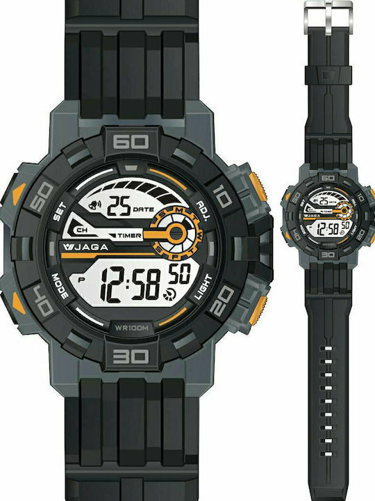 Jaga M1148 Black / Yellow Ρολόι Μπαταρίας με Καουτσούκ Λουράκι Jaga M1148 Black / Yellow Ρολόι Μπαταρίας με Καουτσούκ Λουράκι