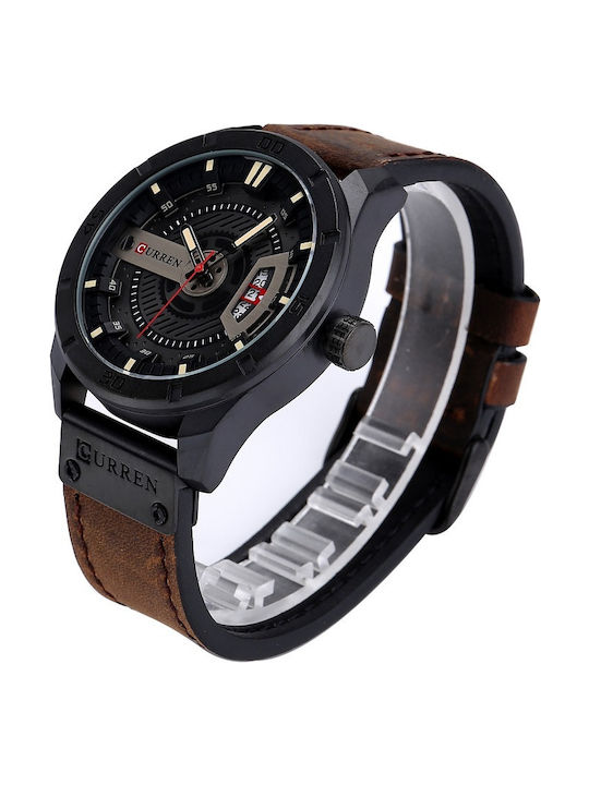 Curren Watch Battery with Brown Leather Strap