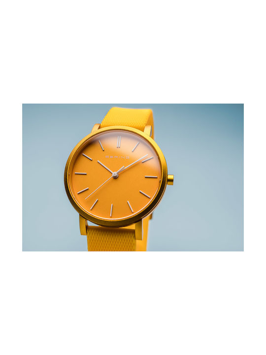 Bering Time Aurora Watch Battery with Yellow Rubber Strap