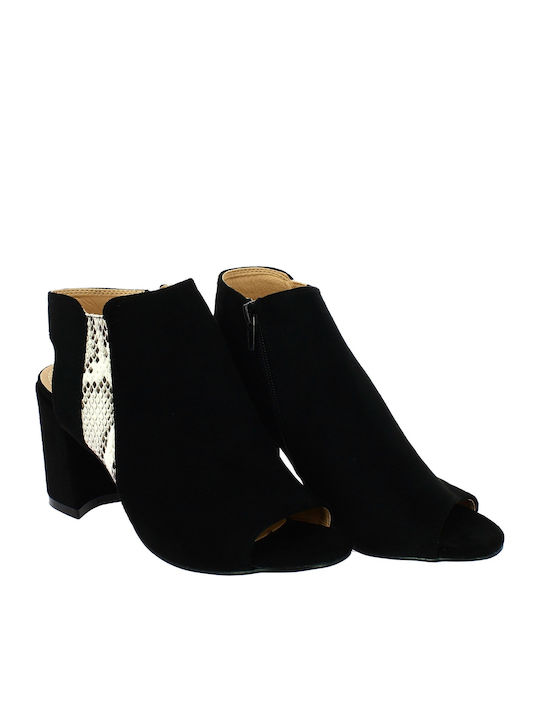 IQ Shoes D8530 Suede Women's Ankle Boots with High Heel Black