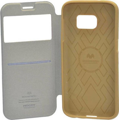 Mercury Wow Bumper Synthetic Leather Book Gold (Galaxy S7)