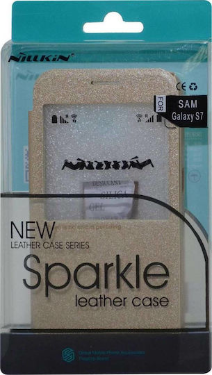 Nillkin Sparkle Книга Изкуствена кожа Златист (Galaxy S7)