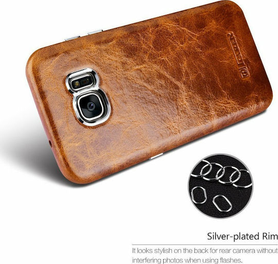 iCarer Oil Wax Back Cover Δερμάτινο Καφέ (Galaxy S7 Edge)
