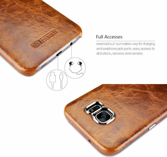 iCarer Oil Wax Back Cover Δερμάτινο Καφέ (Galaxy S7 Edge)