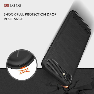 Hurtel Carbon-fiber Silicone Back Cover Durable Black (LG Q6)