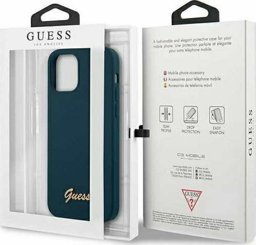 Guess Metal Logo Script Back Cover Πλαστικό Μπλε (iPhone 12 Pro Max)