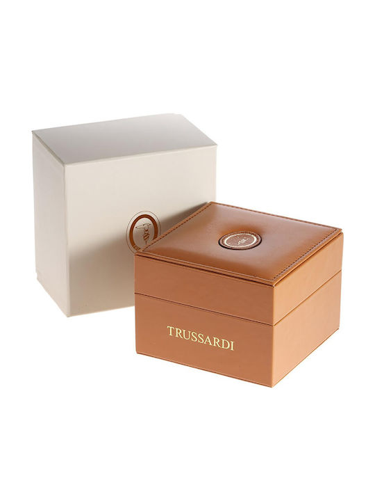 Trussardi T-Logo Herrenuhr 43mm Batterie mit Silbernem rostfreiem Stahlarmband