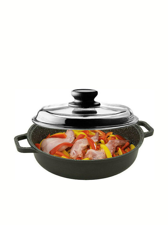 Risoli Granito Flacher Topf aus Gussaluminium 32cm