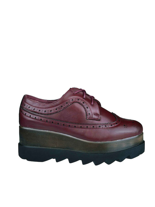 Raiden Rosaria Bordeuax Women's Derby Shoes Burgundy