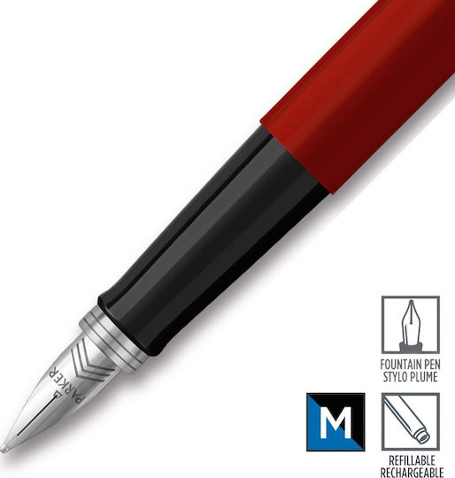 Parker Jotter Pen Set Ballpoint with Fountain Pen Original Red CR in a case (in a paper cassette)