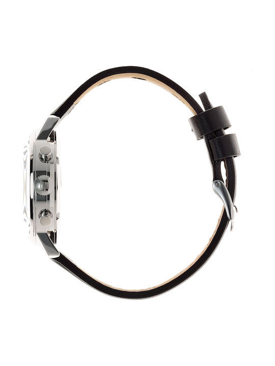 Lip Watches Мъжки Часовник 38мм Хронограф На батерия с Черен Кожена Каишка