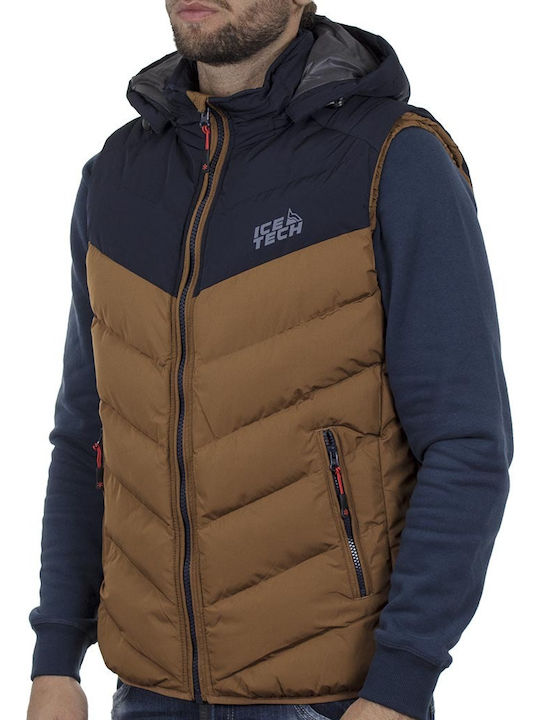 Sleeveless Jacket Puffer Brown