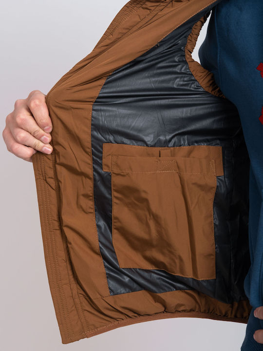 Sleeveless Jacket Puffer Brown