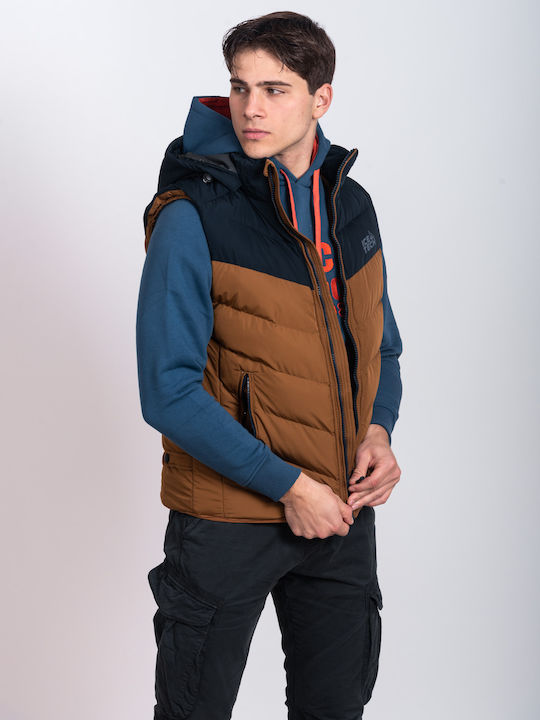 Sleeveless Jacket Puffer Brown