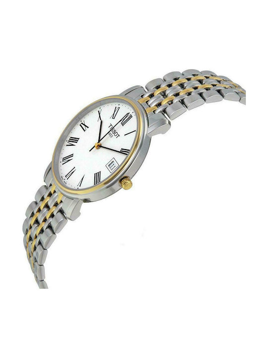 Tissot T-classic Ανδρικό Ρολόι 42mm Μπαταρίας με Ασημί Μεταλλικό Μπρασελέ