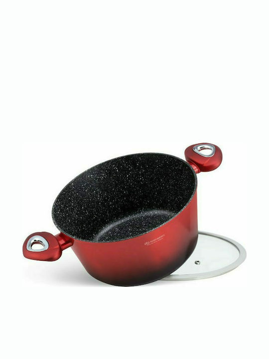 Edenberg Cookware Set of Aluminum with Stone Coating Red 15pcs