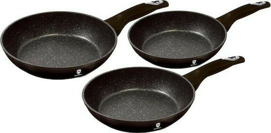HomeVero Set De Tigăi Din Aluminiu Negre 3 Piese HomeVero Set De Tigăi Din Aluminiu Negre 3 Piese