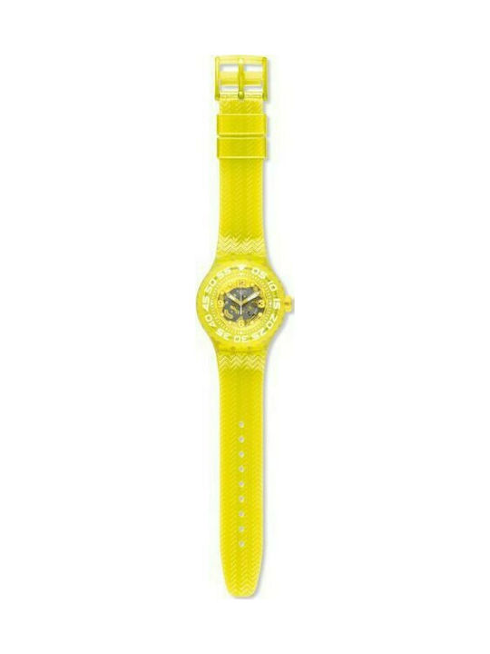 Swatch Watch with Yellow Rubber Strap