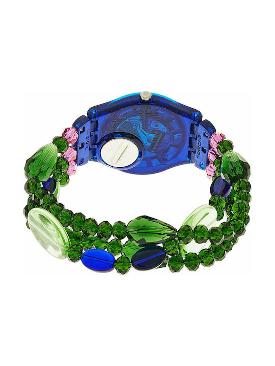 Swatch Amukta Multicolour Crystals Bracelet Uhr mit Stoffarmband