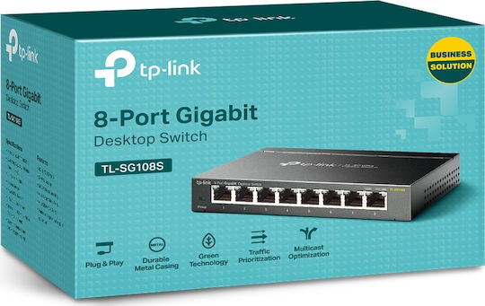 TP-LINK TL-SG108S Unmanaged L2 Switch with 8 Gigabit (1Gbps) Ethernet Ports
