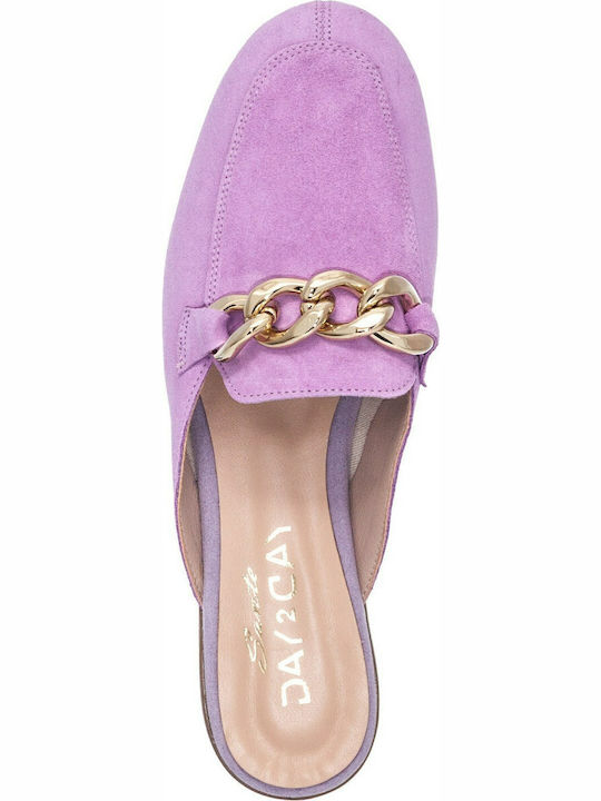 Flat Suede Mules σε Λιλά Χρώμα