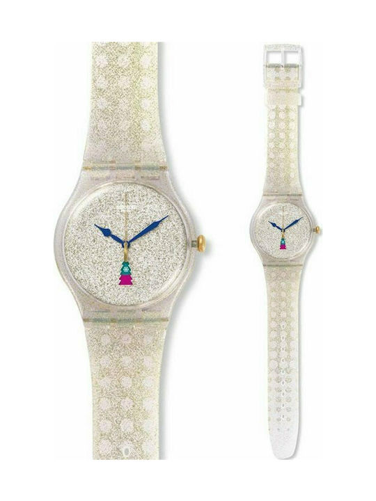 Swatch Uhr mit Beige Kautschukarmband