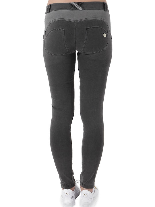 Wr.Up Skinny Γυναικείο Υφασμάτινο Παντελόνι Push-up σε Skinny Εφαρμογή Floral Γκρι