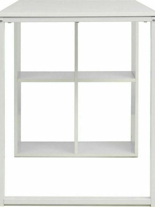 Birou Lemn cu Bibliotecă Alb 120x60x75cm