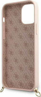 Guess Metal Logo Cord Umschlag Rückseite Silikon Rosa (iPhone 12 / 12 Pro) GUHCP12MLSCLMGLP