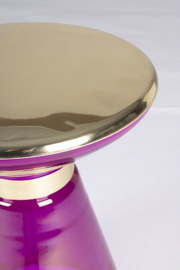 Round Side Table Meriel Glass Pink-Gold 36x36x46cm