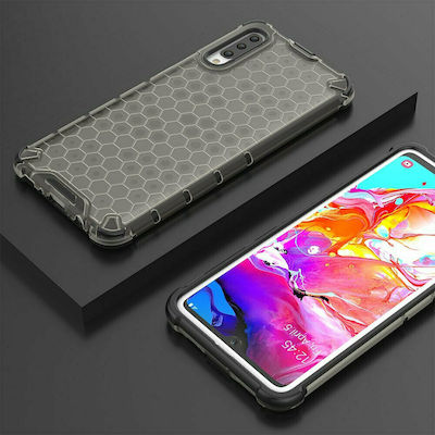 Hurtel Honeycomb Plastic Back Cover Durable Black (Galaxy A70)