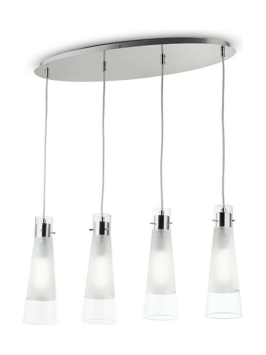 Ideal Lux Kuky SP4 Pendant Chandelier Rail for 4 Bulbs E27 Gray