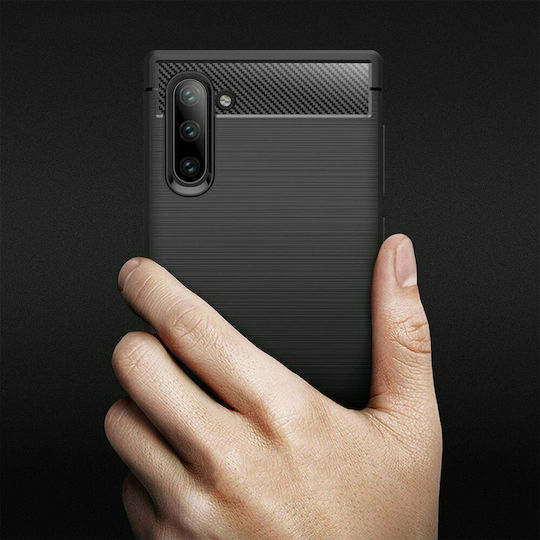 Hurtel Carbon Fiber Back Cover Σιλικόνης 1.4mm Μαύρο (Galaxy Note 10)