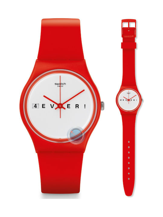 Swatch 4everfever Uhr mit Rot Kautschukarmband
