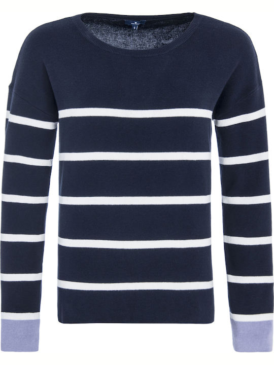 Tom Tailor Women's Blouse Long Sleeve Striped Navy Blue