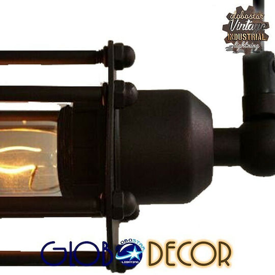 GloboStar Tube Висящо Осветително Тяло Черен Rail с Цокъл E27 43x11см.