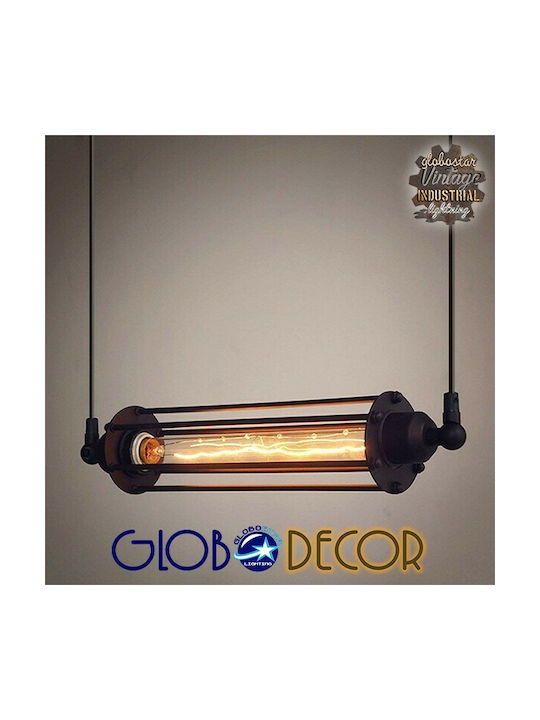 GloboStar Tube Κρεμαστό Φωτιστικό Μαύρο Ράγα με Ντουί E27 43x11εκ.