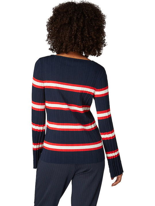 Tom Tailor Women's Blouse Long Sleeve Striped Navy Blue