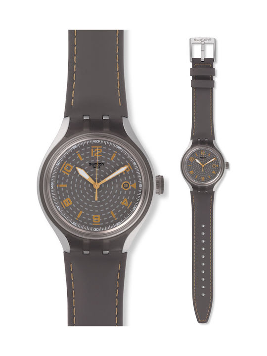 Swatch Watch with Gray Leather Strap YES4007