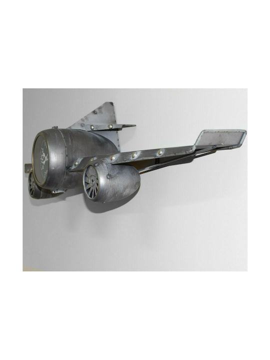 SP Souliotis Αντικέ Ρολόι Τοίχου Μεταλλικό Ασημί 102x26cm